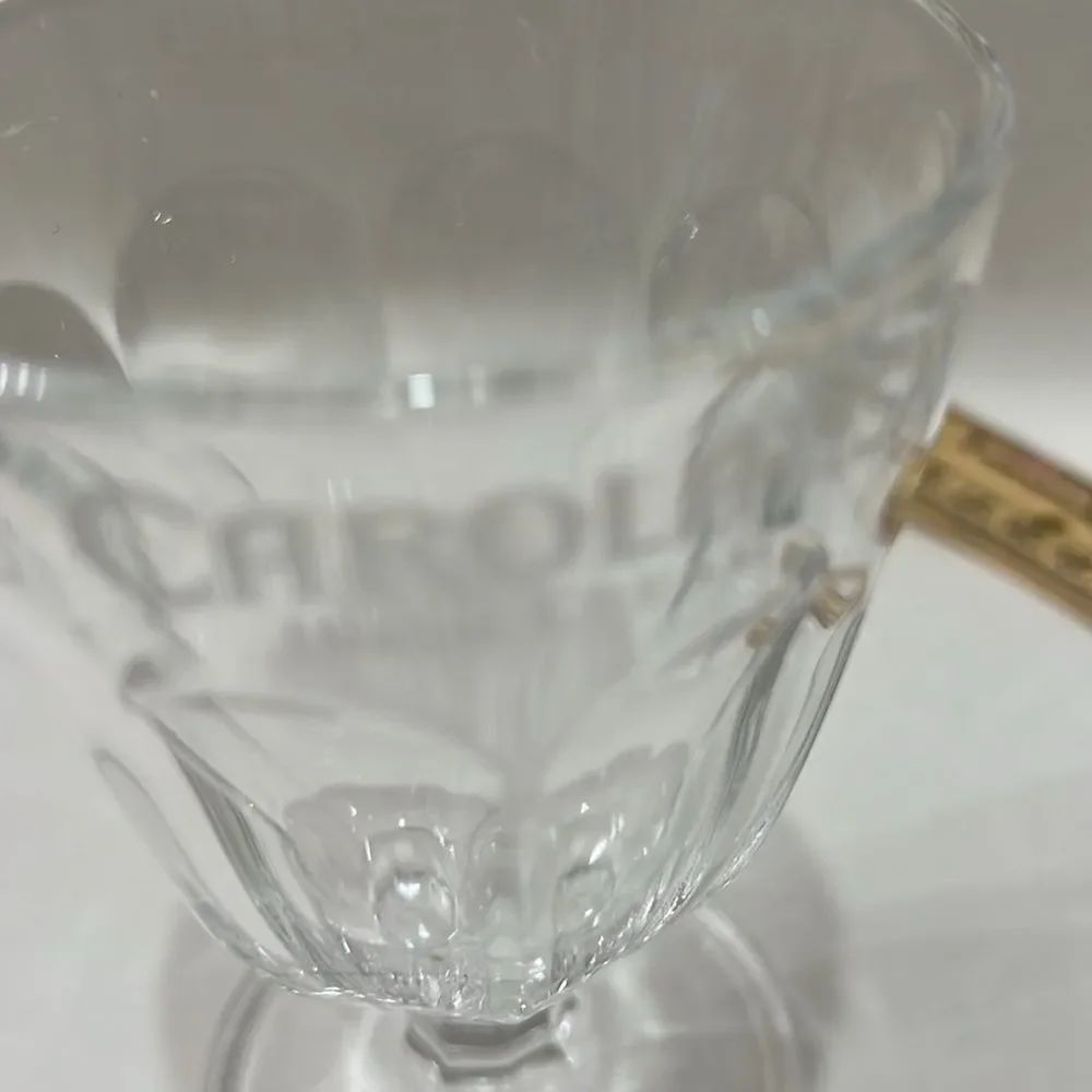 Carolans Irish Cream Whisky Glass Goblet Clear Ribbed Stemmed Drinkware Dining